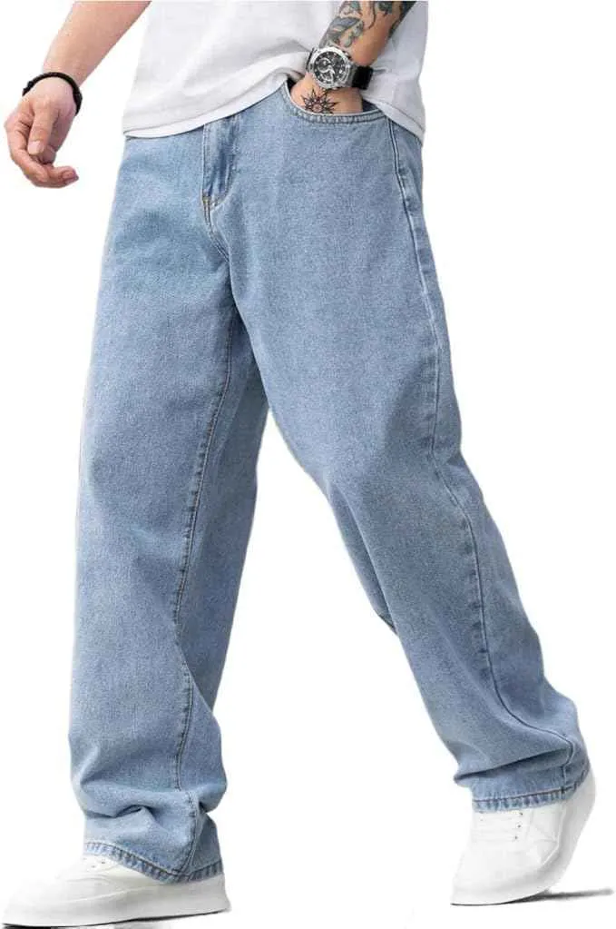 Nouveaux pantalons baggy en denim à jambes larges pour hommes, en coton 100%, respirants, de haute qualité, vente en gros personnalisée